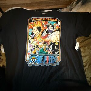 Onepiece Black Graphic Tee with Red and Blue Accents 2xL